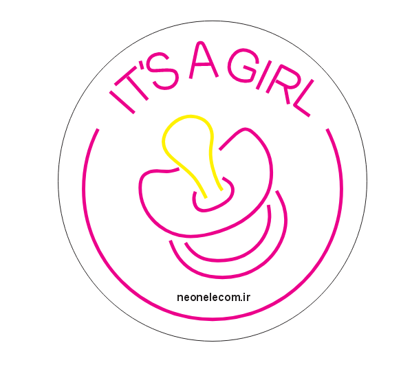 تابلو نئون تعیین جنسیت It's a Girl (پستونک) کد 506 با آداپتور