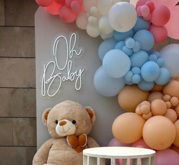 تابلو نئون بی بی (Oh baby) کد 508 با آداپتور